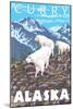 Mountain Goats Scene, Curry, Alaska-Lantern Press-Mounted Art Print