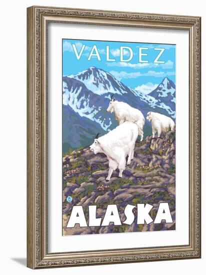 Mountain Goats Scene, Valdez, Alaska-Lantern Press-Framed Art Print