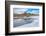 Mountain hut on shore of frozen pond during thaw, Scermendone Alp, Rhaetian Alps, Valtellina-Roberto Moiola-Framed Photographic Print