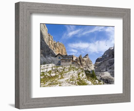 Mountain hut Rifugio Tuckett e Sella. The Brenta Dolomites. Italy, Trentino, Val Rendena.-Martin Zwick-Framed Photographic Print