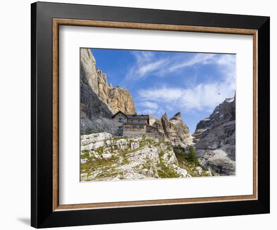 Mountain hut Rifugio Tuckett e Sella. The Brenta Dolomites. Italy, Trentino, Val Rendena.-Martin Zwick-Framed Photographic Print