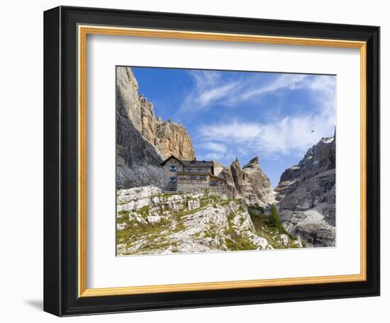 Mountain hut Rifugio Tuckett e Sella. The Brenta Dolomites. Italy, Trentino, Val Rendena.-Martin Zwick-Framed Photographic Print