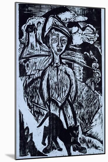 Mountain Lad in Storm, 1921-Ernst Ludwig Kirchner-Mounted Giclee Print