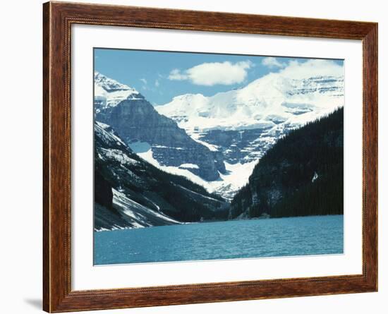 Mountain Lake with Snow-Capped Mountains - Rockies, Lake Louise-null-Framed Photographic Print