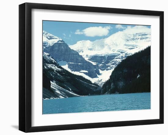 Mountain Lake with Snow-Capped Mountains - Rockies, Lake Louise-null-Framed Photographic Print