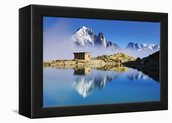 Mountain Landscape, Lac Blanc, Aiguille Vert and Les Drus with Clouds Rising, Haute Savoie, France-Frank Krahmer-Framed Premier Image Canvas