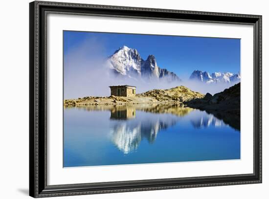 Mountain Landscape, Lac Blanc, Aiguille Vert and Les Drus with Clouds Rising, Haute Savoie, France-Frank Krahmer-Framed Photographic Print