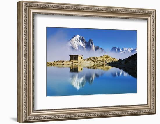 Mountain Landscape, Lac Blanc, Aiguille Vert and Les Drus with Clouds Rising, Haute Savoie, France-Frank Krahmer-Framed Photographic Print