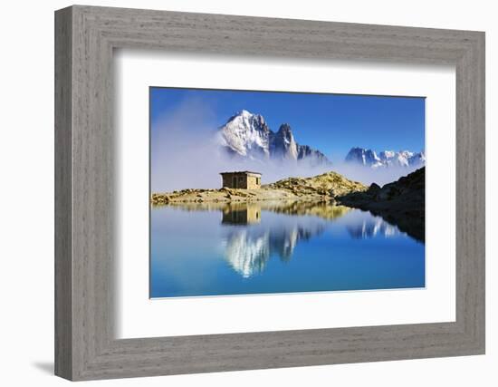 Mountain Landscape, Lac Blanc, Aiguille Vert and Les Drus with Clouds Rising, Haute Savoie, France-Frank Krahmer-Framed Photographic Print