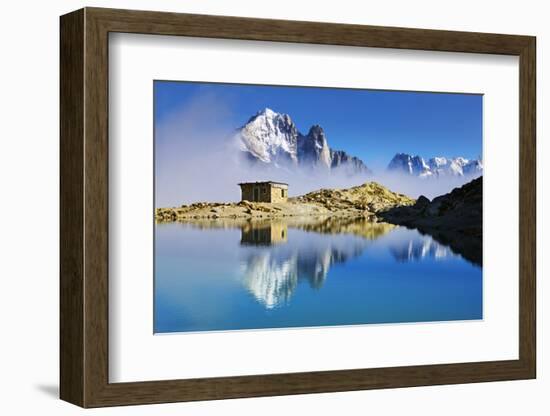 Mountain Landscape, Lac Blanc, Aiguille Vert and Les Drus with Clouds Rising, Haute Savoie, France-Frank Krahmer-Framed Photographic Print