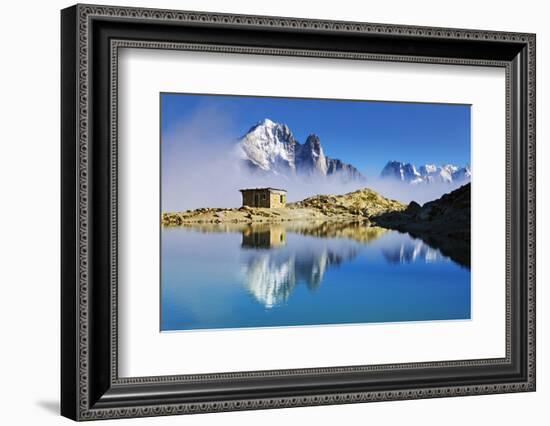 Mountain Landscape, Lac Blanc, Aiguille Vert and Les Drus with Clouds Rising, Haute Savoie, France-Frank Krahmer-Framed Photographic Print