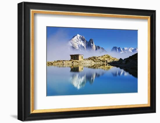 Mountain Landscape, Lac Blanc, Aiguille Vert and Les Drus with Clouds Rising, Haute Savoie, France-Frank Krahmer-Framed Photographic Print
