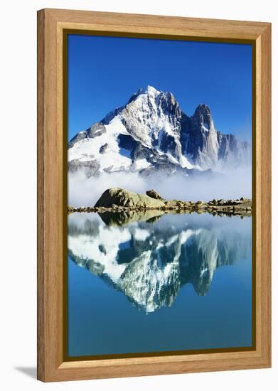 Mountain Landscape, Lac Blanc with Aiguille Vert and Les Drus, Haute Savoie, France, September 2008-Frank Krahmer-Framed Premier Image Canvas