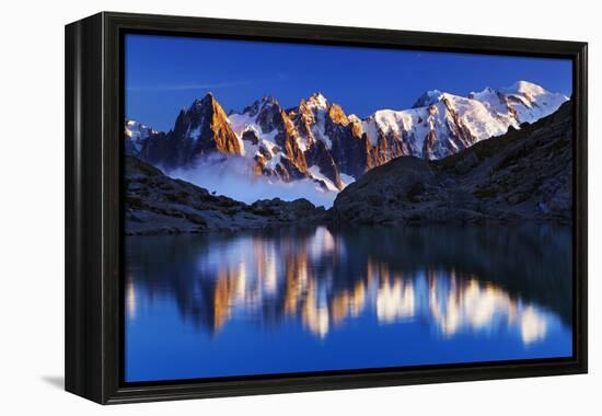 Mountain Landscape, Lac Blanc with Aiguilles De Chamonix at Sunset, Haute Savoie, France-Frank Krahmer-Framed Premier Image Canvas