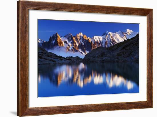 Mountain Landscape, Lac Blanc with Aiguilles De Chamonix at Sunset, Haute Savoie, France-Frank Krahmer-Framed Photographic Print