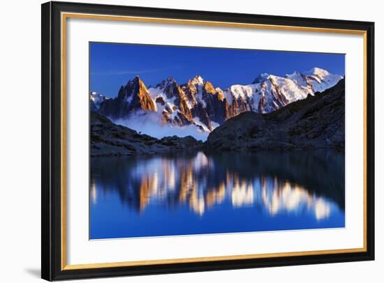 Mountain Landscape, Lac Blanc with Aiguilles De Chamonix at Sunset, Haute Savoie, France-Frank Krahmer-Framed Photographic Print