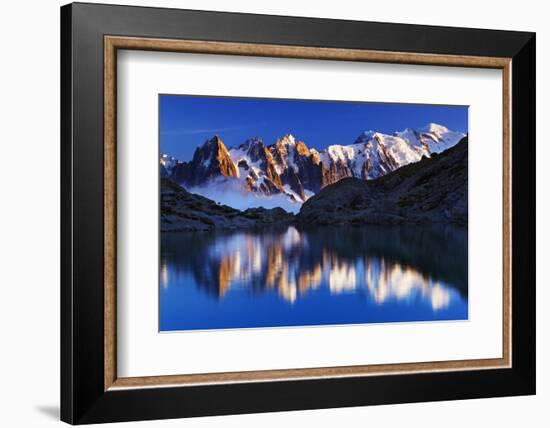 Mountain Landscape, Lac Blanc with Aiguilles De Chamonix at Sunset, Haute Savoie, France-Frank Krahmer-Framed Photographic Print