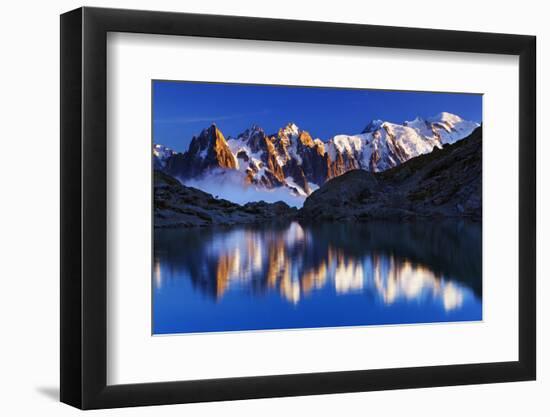 Mountain Landscape, Lac Blanc with Aiguilles De Chamonix at Sunset, Haute Savoie, France-Frank Krahmer-Framed Photographic Print