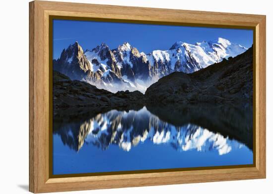 Mountain Landscape, Lac Blanc with Aiguilles De Chamonix, Mont Blanc at Right, Haute Savoie, France-Frank Krahmer-Framed Premier Image Canvas