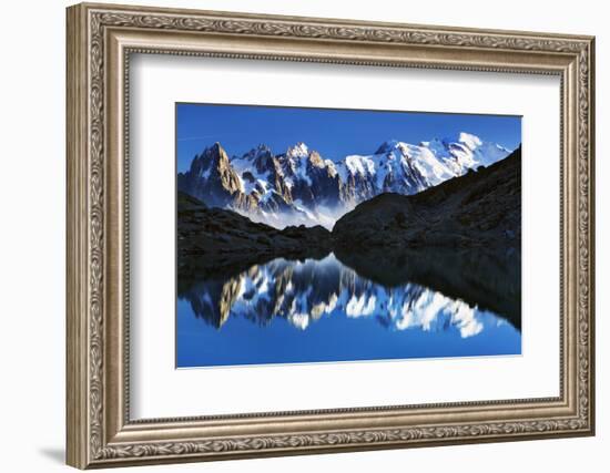 Mountain Landscape, Lac Blanc with Aiguilles De Chamonix, Mont Blanc at Right, Haute Savoie, France-Frank Krahmer-Framed Photographic Print