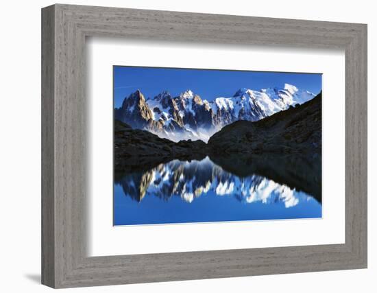 Mountain Landscape, Lac Blanc with Aiguilles De Chamonix, Mont Blanc at Right, Haute Savoie, France-Frank Krahmer-Framed Photographic Print