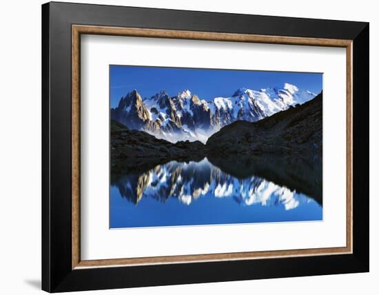 Mountain Landscape, Lac Blanc with Aiguilles De Chamonix, Mont Blanc at Right, Haute Savoie, France-Frank Krahmer-Framed Photographic Print