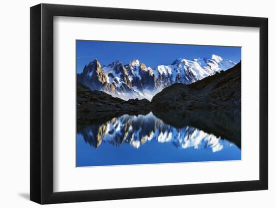 Mountain Landscape, Lac Blanc with Aiguilles De Chamonix, Mont Blanc at Right, Haute Savoie, France-Frank Krahmer-Framed Photographic Print