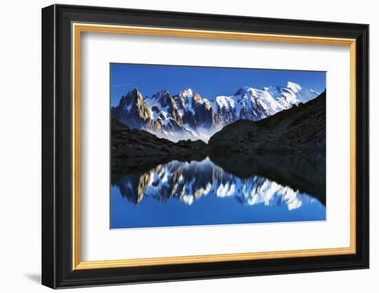 Mountain Landscape, Lac Blanc with Aiguilles De Chamonix, Mont Blanc at Right, Haute Savoie, France-Frank Krahmer-Framed Photographic Print