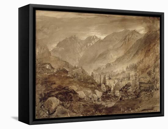 Mountain Landscape, Macugnaga, 1845 (Pen and Brown Ink and Wash over Pencil on Paper)-John Ruskin-Framed Premier Image Canvas