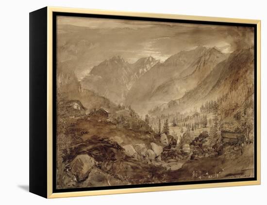 Mountain Landscape, Macugnaga, 1845 (Pen and Brown Ink and Wash over Pencil on Paper)-John Ruskin-Framed Premier Image Canvas