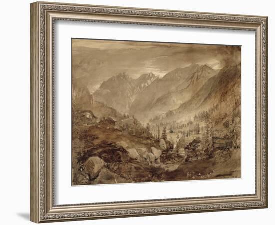 Mountain Landscape, Macugnaga, 1845 (Pen and Brown Ink and Wash over Pencil on Paper)-John Ruskin-Framed Giclee Print