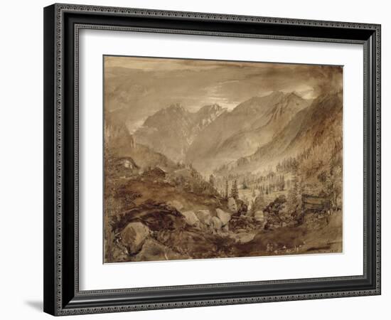 Mountain Landscape, Macugnaga, 1845 (Pen and Brown Ink and Wash over Pencil on Paper)-John Ruskin-Framed Giclee Print