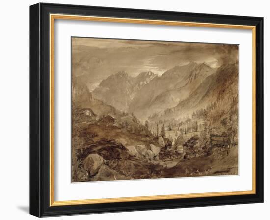 Mountain Landscape, Macugnaga, 1845 (Pen and Brown Ink and Wash over Pencil on Paper)-John Ruskin-Framed Giclee Print