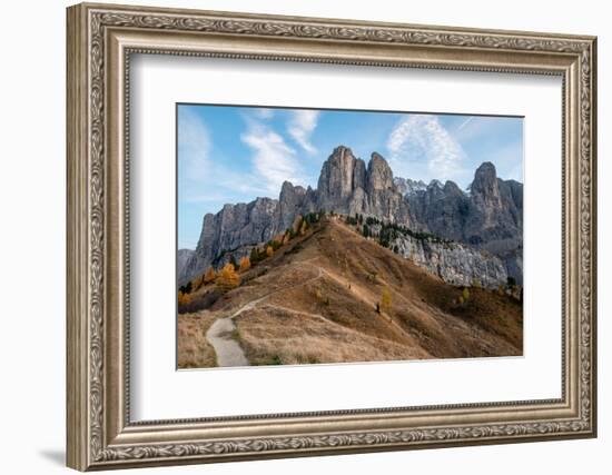 Mountain Landscape of Rocky Dolomites. Passo Gardena South Tyrol in Italy.-mpalis-Framed Photographic Print