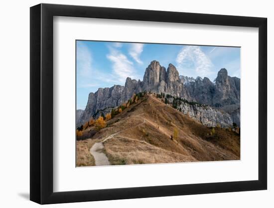 Mountain Landscape of Rocky Dolomites. Passo Gardena South Tyrol in Italy.-mpalis-Framed Photographic Print