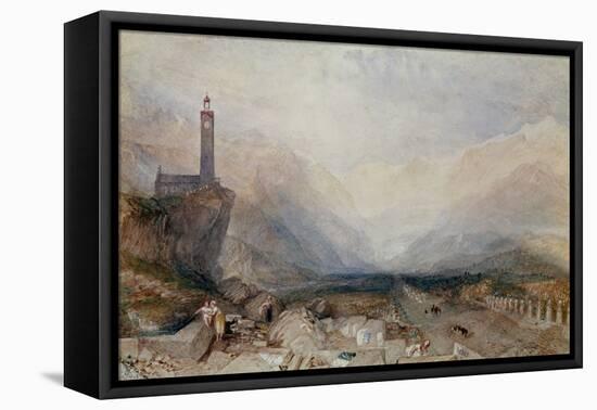 Mountain Landscape with Church (W/C on Paper)-Joseph Mallord William Turner-Framed Premier Image Canvas