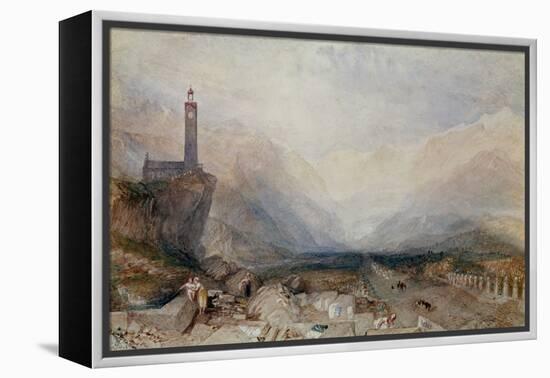 Mountain Landscape with Church (W/C on Paper)-Joseph Mallord William Turner-Framed Premier Image Canvas