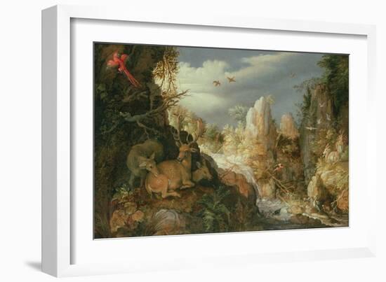 Mountain Landscape with Deer-Roelandt Jacobsz Savery-Framed Giclee Print