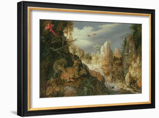 Mountain Landscape with Deer-Roelandt Jacobsz Savery-Framed Giclee Print