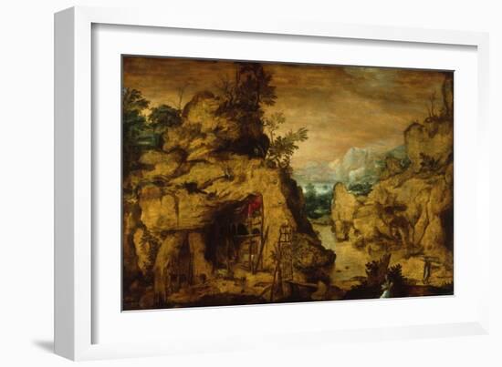 Mountain Landscape with Hermit, 1565-69-Bartholomäus Spranger-Framed Giclee Print