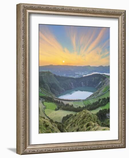 Mountain Landscape with Hiking Trail and View of Beautiful Lakes, Ponta Delgada, Portugal-Hanna Slavinska-Framed Photographic Print