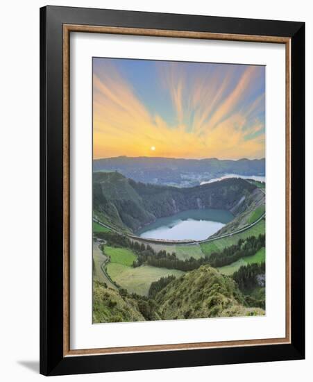 Mountain Landscape with Hiking Trail and View of Beautiful Lakes, Ponta Delgada, Portugal-Hanna Slavinska-Framed Photographic Print