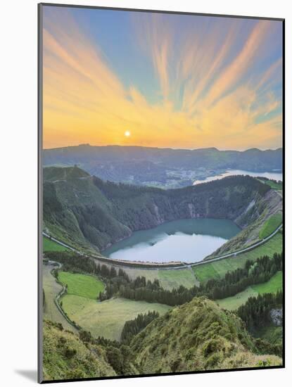 Mountain Landscape with Hiking Trail and View of Beautiful Lakes, Ponta Delgada, Portugal-Hanna Slavinska-Mounted Photographic Print