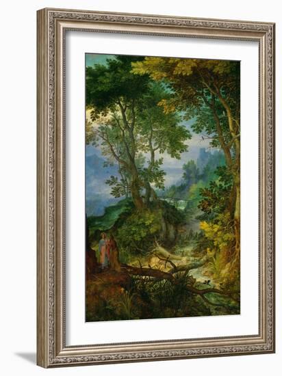 Mountain Landscape with the Temptation of Christ, 1605-1610-Jan Brueghel the Elder-Framed Giclee Print