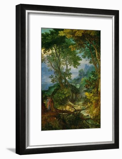 Mountain Landscape with the Temptation of Christ, 1605-1610-Jan Brueghel the Elder-Framed Giclee Print