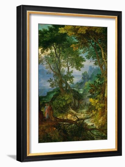 Mountain Landscape with the Temptation of Christ, 1605-1610-Jan Brueghel the Elder-Framed Giclee Print