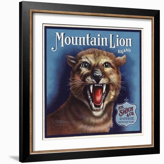 Mountain Lion Brand - Riverside, California - Citrus Crate Label-Lantern Press-Framed Art Print