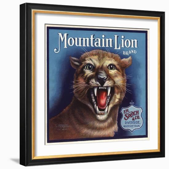 Mountain Lion Brand - Riverside, California - Citrus Crate Label-Lantern Press-Framed Art Print