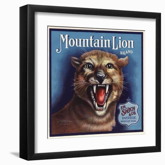 Mountain Lion Brand - Riverside, California - Citrus Crate Label-Lantern Press-Framed Art Print