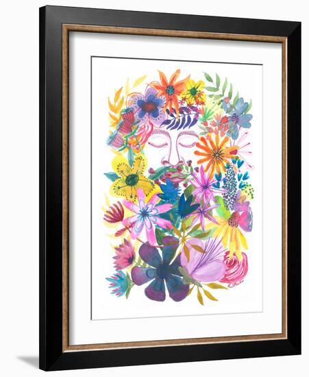 Mountain Man Floral Beard-Kerstin Stock-Framed Art Print